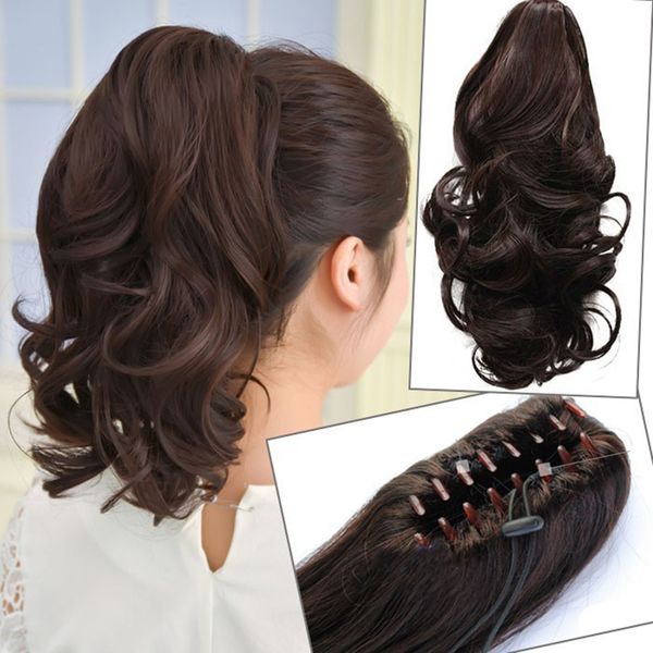 Women Clip In Hair Extensions Curly Ponytail Hairpiece Accessories