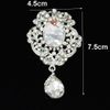 Rhodium Plated Luxury Waterdrop Pendent Crystals Flower Brooch Fashionable Women Bouquet Pin Bling Bling Czech Crystals Broach Pin