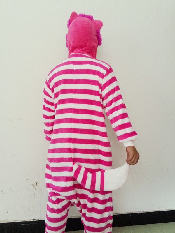 Lovely Rosy Cheshire Cat Jumpsuits Bruidsonderkleding Pyjama Dieren Cosplay Kostuum Op Voorraad Warme Mannen en Vrouwen Thuis Slapen5832460