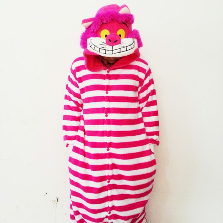 Uroczy Rosy Cheshire Cat Kombinezony Bridal Undergerment Piżamy Animal Cosplay Costume w magazynie Ciepłe Mężczyźni i Kobiety Domowe spanie