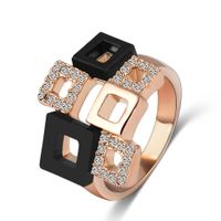 Wholesale Band Rings Unique Real K Gold Plated Austrian Crystal SWA Element Square Ring Ri HQ1114 C