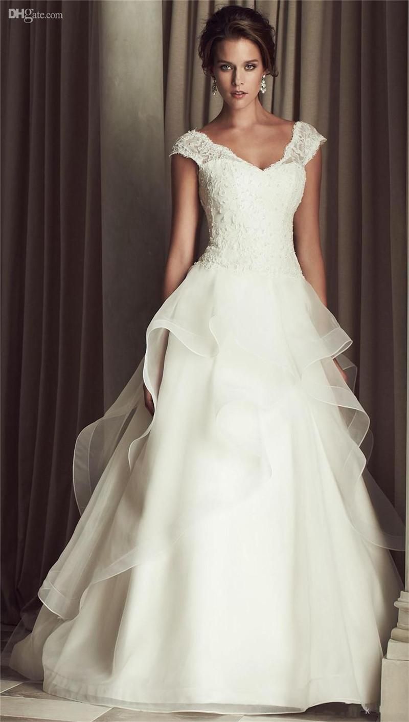 Paloma Blanca 2015 New White Wedding Dresses Organza Applique Lace