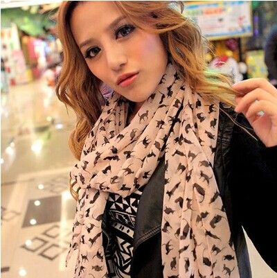 

Fashion Silk Scarves Sexy cat Long Scarf chiffon Shawls Marilyn Monroe Women's sunscreen Christmas gifts multicolor 10pcs/lot, Blue;gray