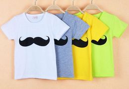2015 Hot Sales Baby Boys Mustache Short Sleeve Crew Neck T-shirt Kids Summer 4 Color Cotton T-shirt Children Top T-shirt