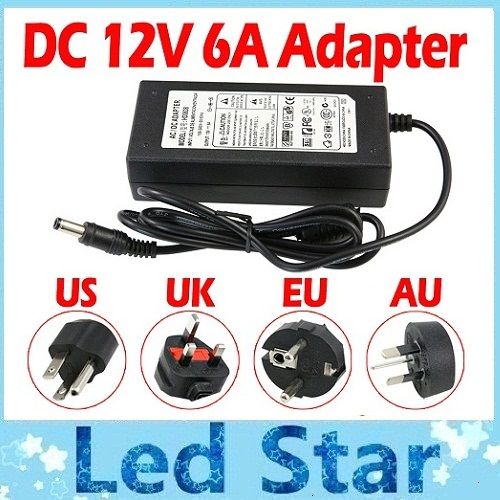 

100% 6A 72W 12V Transformer Adapter Charge For LED Strip Light CCTV Camera + 1.2m Cable With EU/AU/US/UK Plug