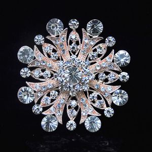 Luxury Top Quality Clear Crystal Big Snowflake Gold Tone Gift Brooch For Women Stunning Rhinstone Wedding Aceessories Pins