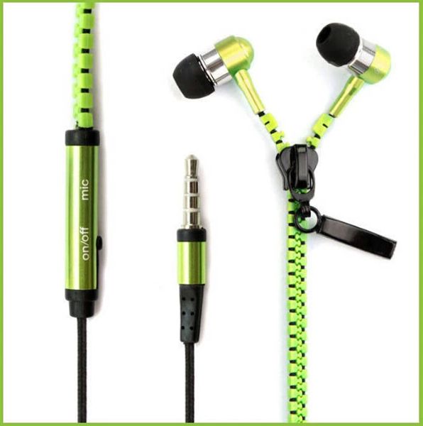 

High quality 3.5mm in-ear Stereo Universal Zipper Earphones Headset headphone With Remote Mic for iPhone X 8 Samsung s8 HTC Cell Phone