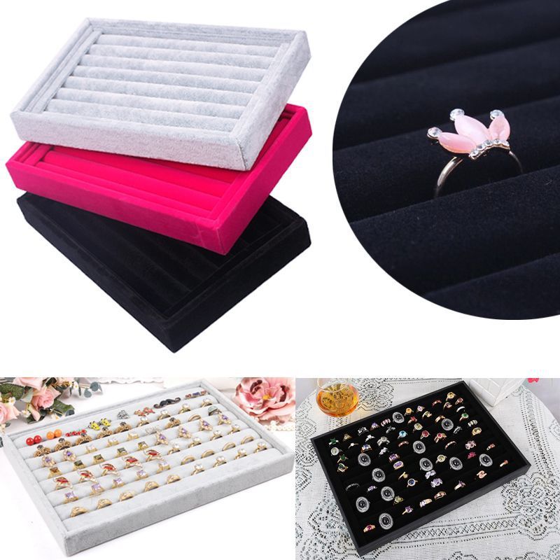 2019 Suede Jewelry Earrings Rings Display Organizer Box Tray Holder