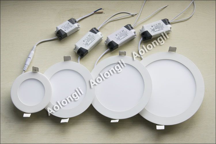 Gratis DHL 6W 9W 12W 15W 18W Ultrathin LED taklampor försänkta nedljus 85-265V LED-panelbelysning med strömdrivarlampan