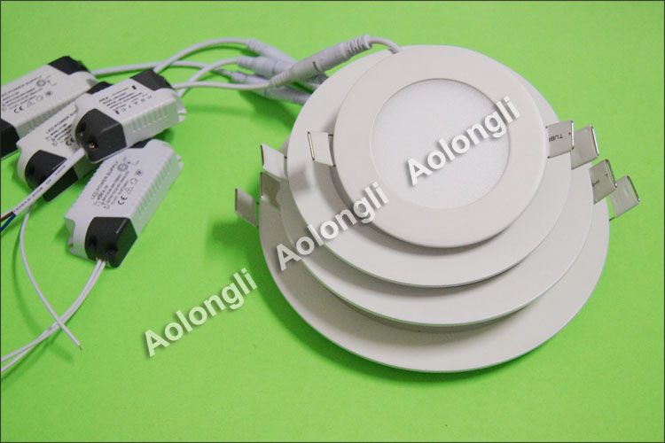 Ücretsiz DHL 6 W 9 W 12 W 15 W 18 W LED Tavan Işıkları Gömme Downlight 85-265 V Ultrathin LED Panel Işıkları Güç Kaynağı Ile Serin Beyaz Sıcak Beyaz