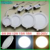 free DHL 6W 9W 12W 15W 18W Led Ceiling Lights Recessed Downlights 85-265V Ultrathin Led Panel Lights With Power Supply Cool white Warm White