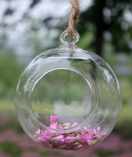 Borosilicate Glass Hanging Vase & Tabletop Vase Home Decor Diameter 8cm Transparent XB1