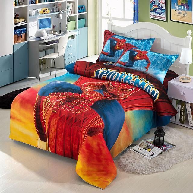 3d spiderman kids boys cartoon bedding comforter set for children spiderman sheets twin size
