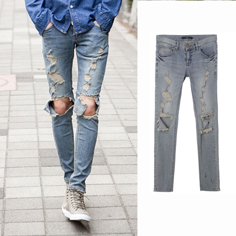 2019 Ripped Jeans For Men Skinny Distressed Slim Famous Brand Designer ...