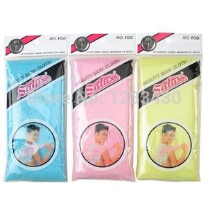 Kvinnor Man Vuxen Salux Nylon Japansk Exfoliating Skönhet Skin Bad Dusch Tvättduk Handduk Back Scrub Multi Colors