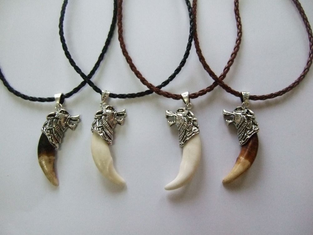 Tibetan Silver Wolf Head Real Wolf Tooth Amulet Pendant Necklace From ...