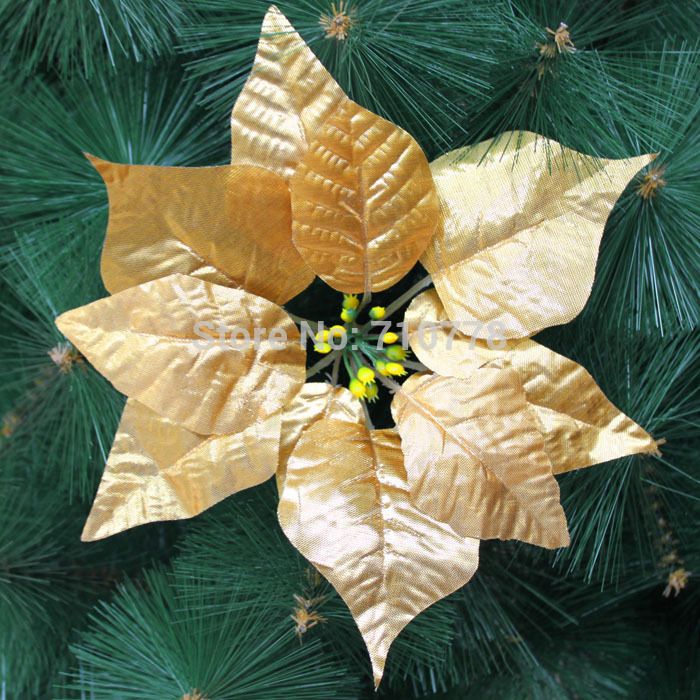 20CM argento oro decorazione albero di Natale fiore decorazioni natalizie decorazioni floreali di Natale fiore artificiale poinsettia