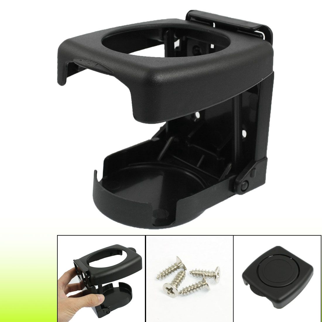 Screw Mount Black Plastic Folding Car Truck Drink Cup Bottle Holder