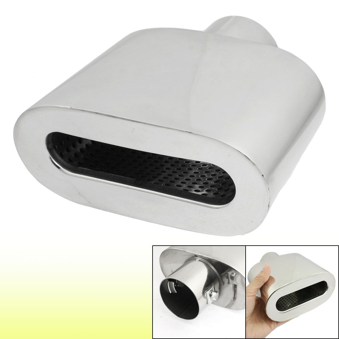 2019 Car 55mm Inlet Oval Exhaust Muffler Tip Pipe Replacement Silver