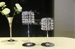 Free shipping Metal silver finish crystal candle holder wedding candelabra, Centrepiece X-mas decoration,1 set=1 big + 1 small