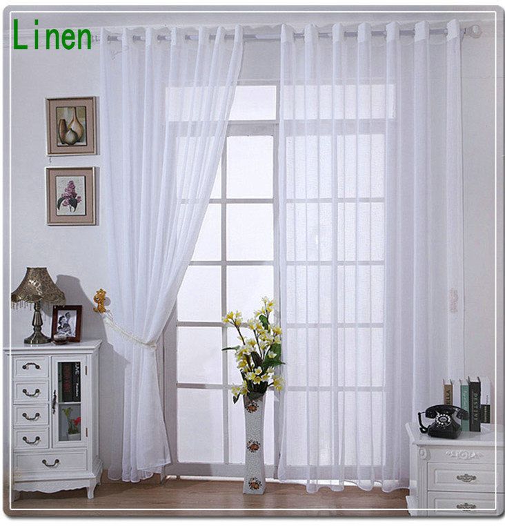 New Arrival Linen Tulle Voile Sheer Curtains For Home White Cream Solid Color No Pattern Window Finishing