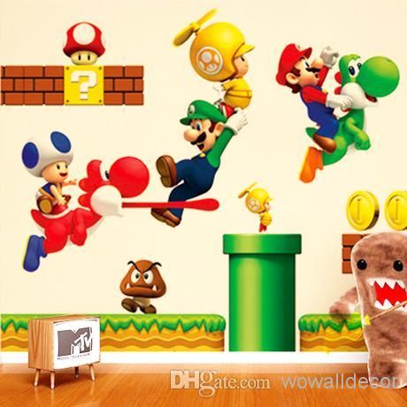 Super Mario Bros Cartoon Removable Wall Stickers For Kids Baby Rooms Decoration Adesivo De Parede Home Decor Art Decals Poster Kids Room Wall Stickers
