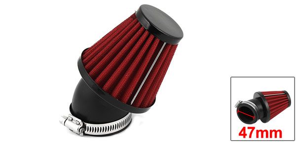 38-57mm Clamp Rubber Flange Air Intake Filter Black Red for Motorbike