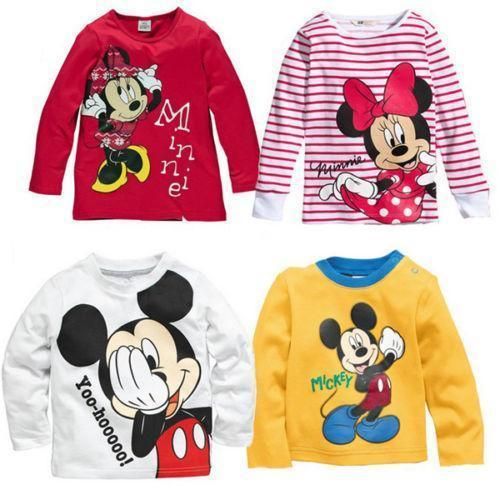 Mickey Mouse bebés de los muchachos de de manga larga Blusas Camisa
