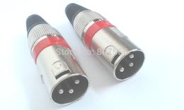 10PCS RED 3 pin XLR Audio Cable Connector MIC Male Plug