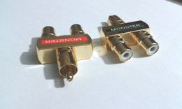 4pcs Copper 1 Male to 2 Female Video Audio Y Splitter RCA Adapter Plug