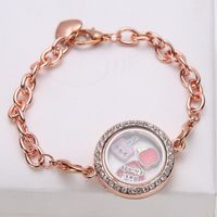 Wholesale New Silver Crystal Heart Living Memory Locket Bracelet For Floating Charms