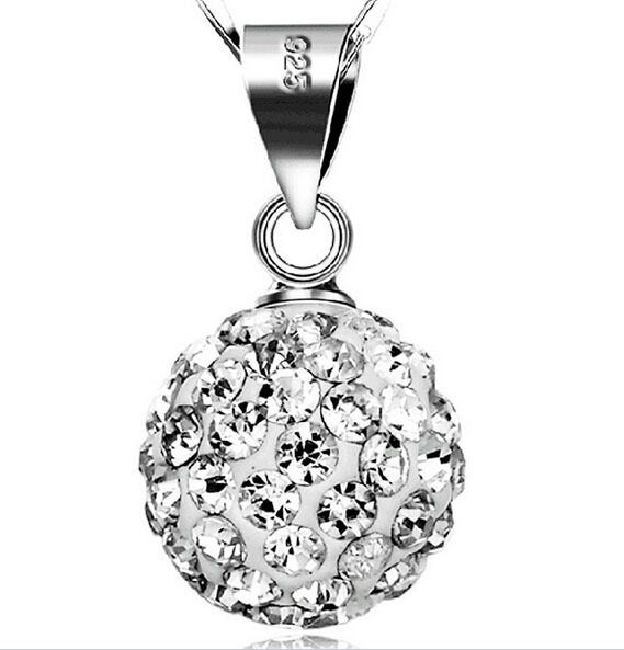 925 Sterling Silver Wisiorek Naszyjnik Kobieta Luksusowy Cyrkon Kryształ Naszyjniki Moda Trendy Ball Jewelry