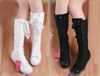 Atacado-novo estilo na lista moda mulheres lona lace up joelho alto botas sapatilhas liso casual alto punk sapatos frete grátis nvx006