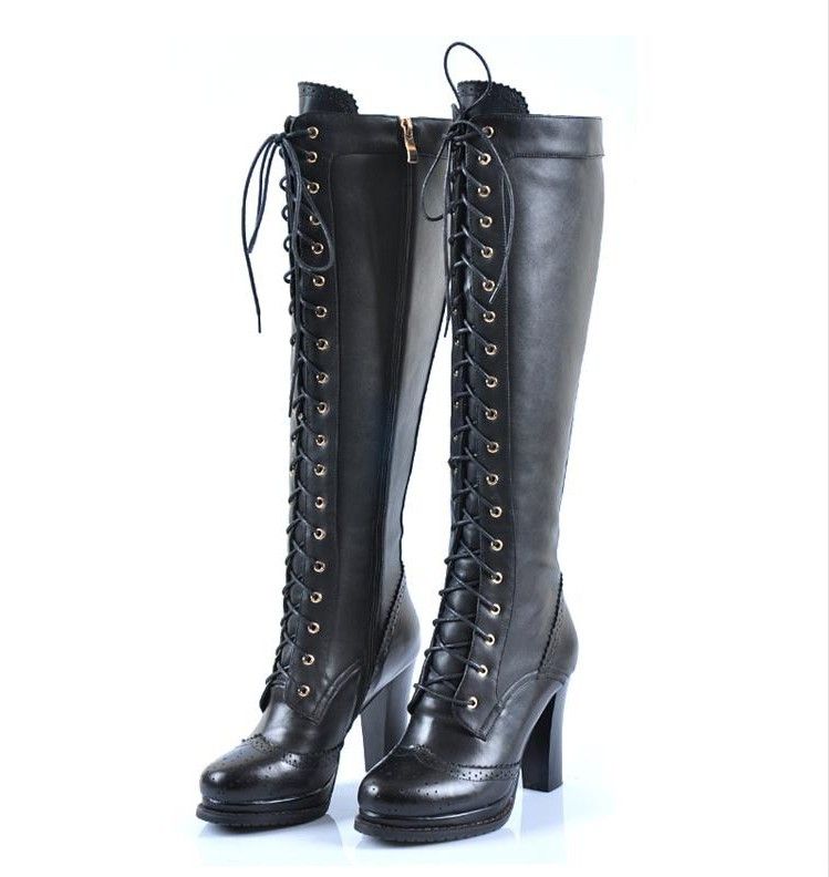 real leather lace up boots