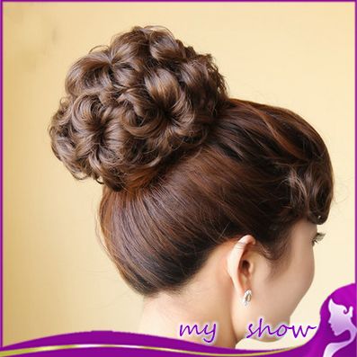 Synthetic Donut Roller Hairpieces Curly Hair Pieces Fluffy Upstyle