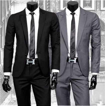 

Wholesale-Hot!Wholesale New 2015 Mens business suit set suits + pants slim blazers for men casual suits set, Black