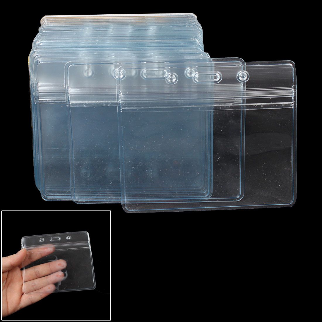 Clear Plastic Horizontal Name Tag Badge ID Card Holders From Ux168 hosl-waterproof-clear-plastic-name-tag-badge-id-card-holders-100pcs