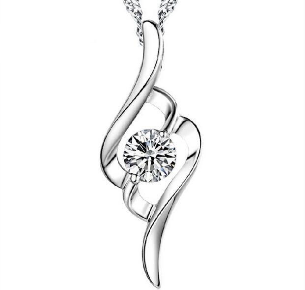 925 Sterling silver hänge halsband österrikisk kristall kärlek hjärta hänge vatten halsband silver färg bröllop smycken för kvinnor ny ankomst