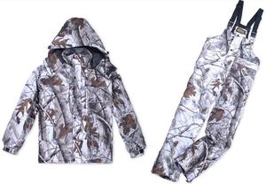Kostenloser Versand Wasserdicht Jagd Anzug Eis Angeln Kleidung Snowy Realtree AP Camo Jacke Hosen Lätzchen Camouflage Angeln Jagd Kleidung