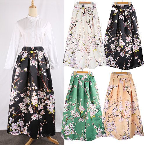 high waisted floral maxi skirt