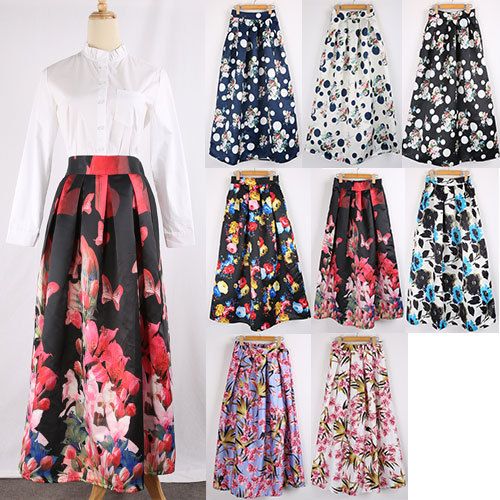 high waisted floral maxi skirt