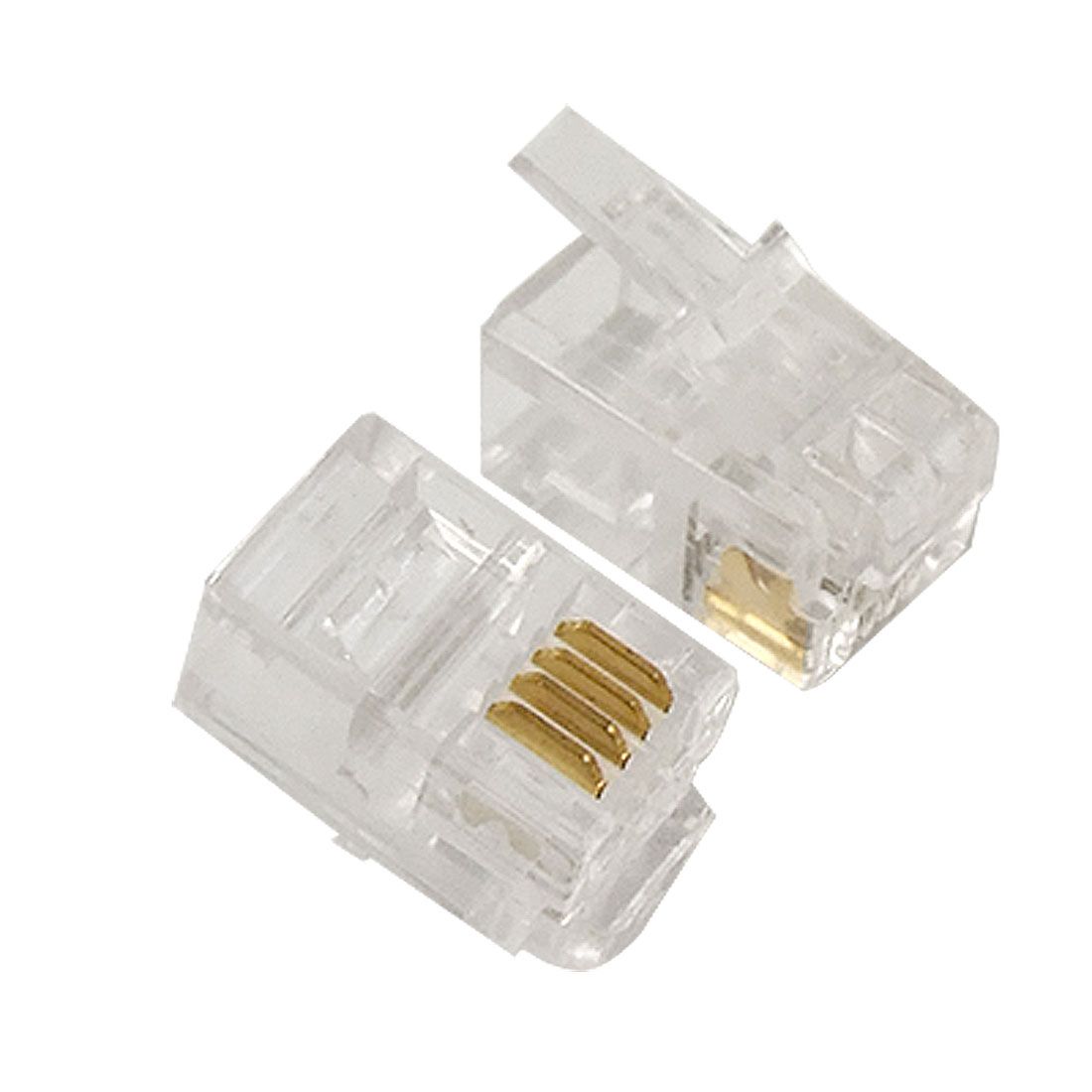 4 Pin RJ10 4P4C Connector Plug For Handset Cable Nvbcu Patch Cables Pc ...