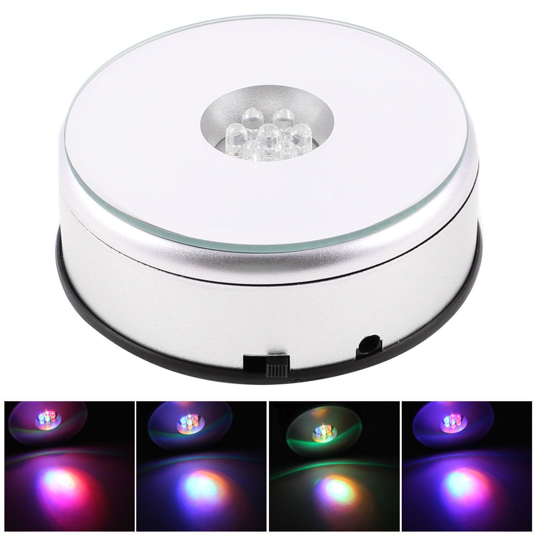 2019 7 LED Light Stand Turntable Rotating Base For Display Crystals