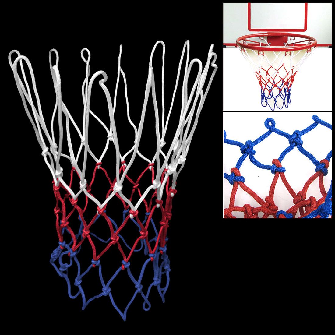 12 Loop Nylon Braided Cord Knotted Red Blue White Basketball Net From