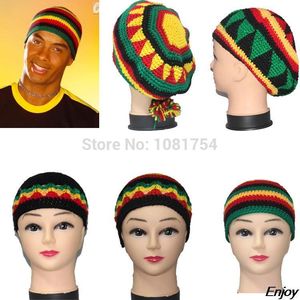 All'ingrosso-nuovi cappelli invernali fatti a mano berretto di lana cappello rasta berretto skullies per donne e uomini Costume giamaicano in maschera Halloween