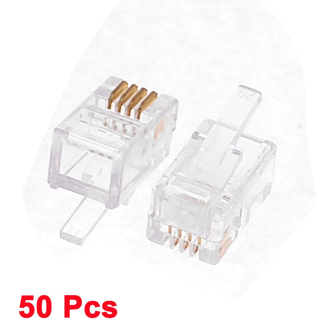4P4C RJ11 Plug Jack Connector Clear For Telephone Cable Wire Cheap