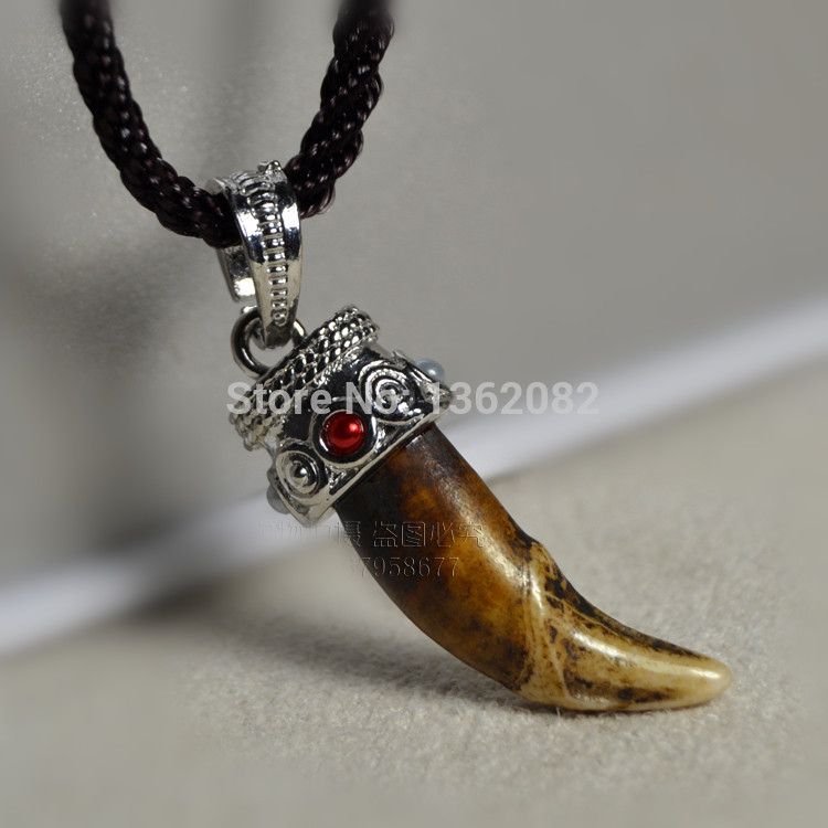 Natural Wolf Tooth Pendant Necklace 