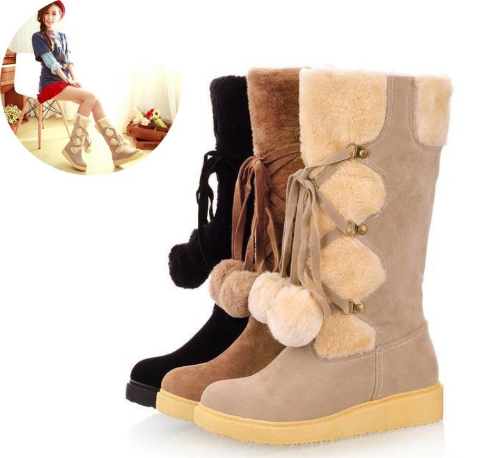 Women Boots Suede Boot Cute Winter Leather Snow Platform For Girls