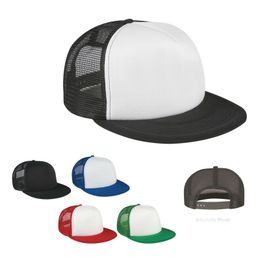 Wholesale-2015 Flat Bill Trucker Cap Men Women Blank Mesh Two Tones Snapback Hat Promotional Cap One Piece Custom Logo Free Shipping