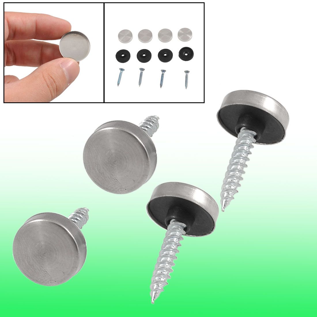 30mm MIRROR SCREWS WITH DOME CAPS POLISHED BRASS CHROME FINISH CAP 1.25 inch 